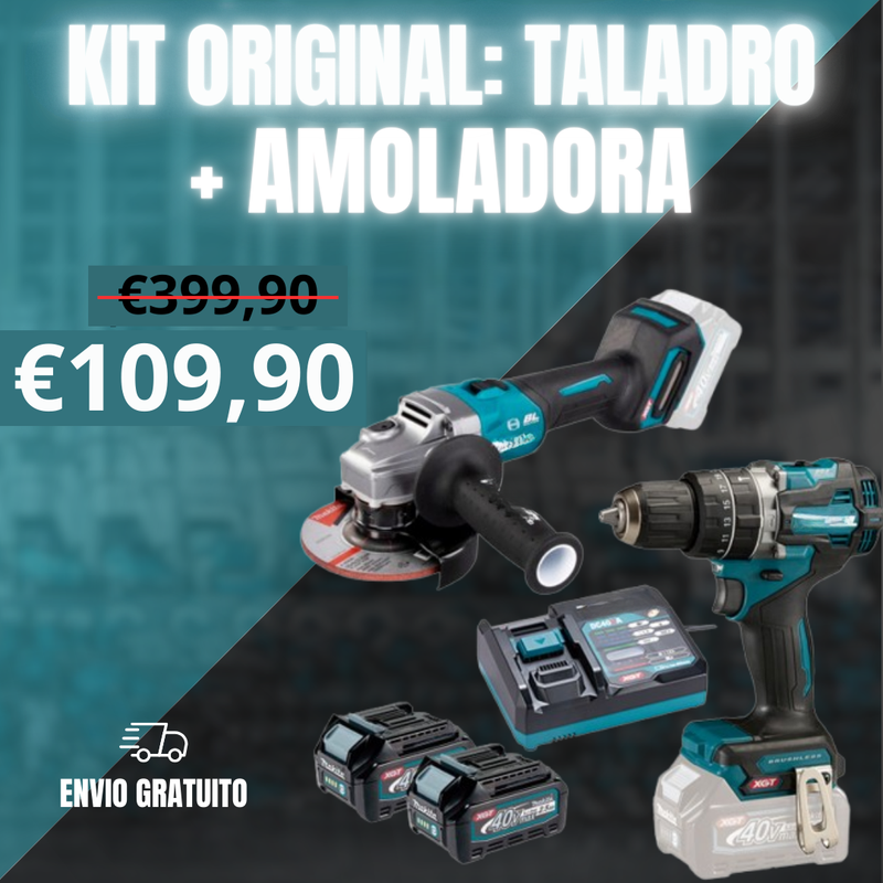 KIT ORIGINAL: TALADRO INALÁMBRICO + AMOLADORA DE ALTO IMPACTO + 26 ACCESORIOS + 2 BATERIAS PROMOCION CIERRE DE LA TIENDA - ENVIO GRÁTIS 24H MRW